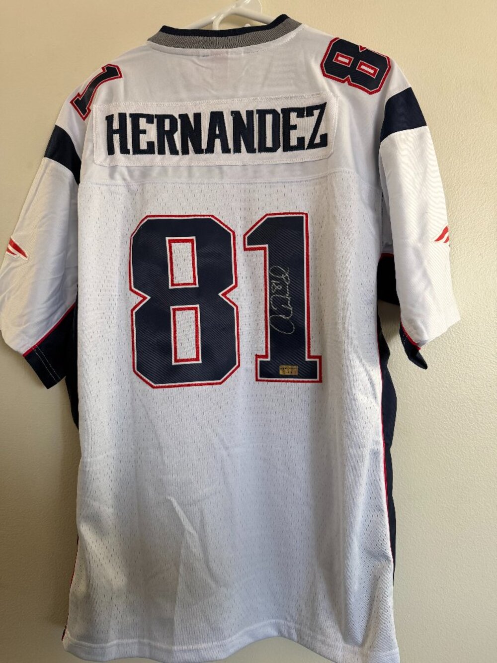 Aaron Hernandez signed New England Patriots autographed M&N jersey w/COA XL 28-2